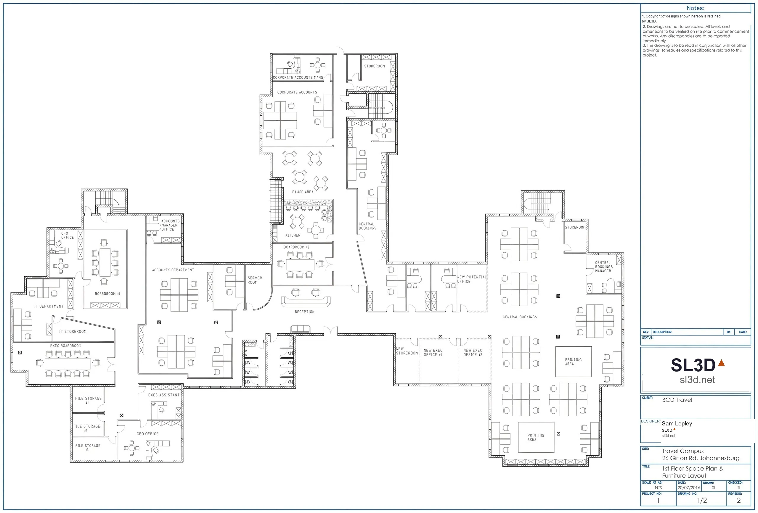 BCD Travel — A103 · Space Plan & Furniture Layout