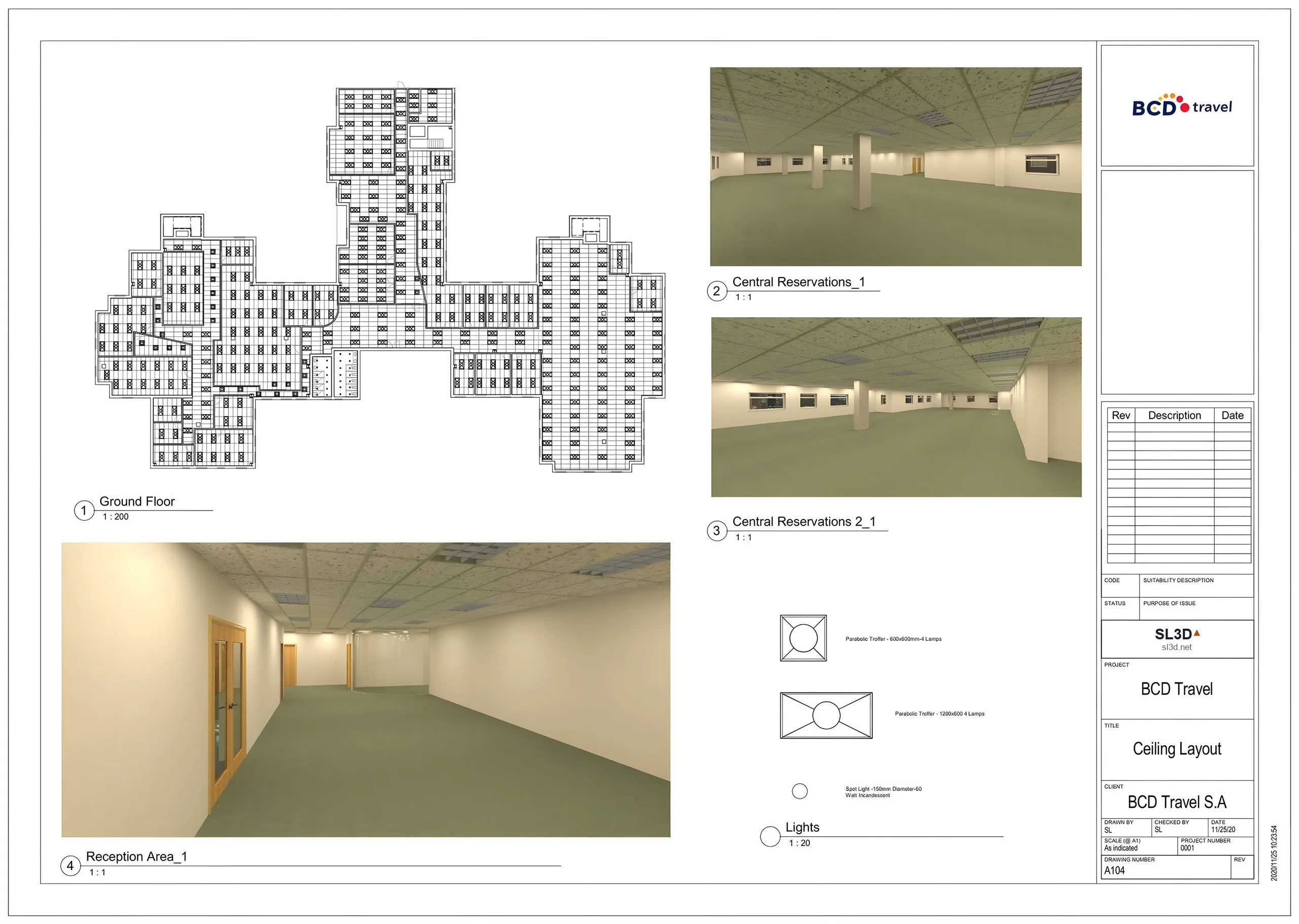 BCD Travel — A104 · Suspended Ceiling Plan